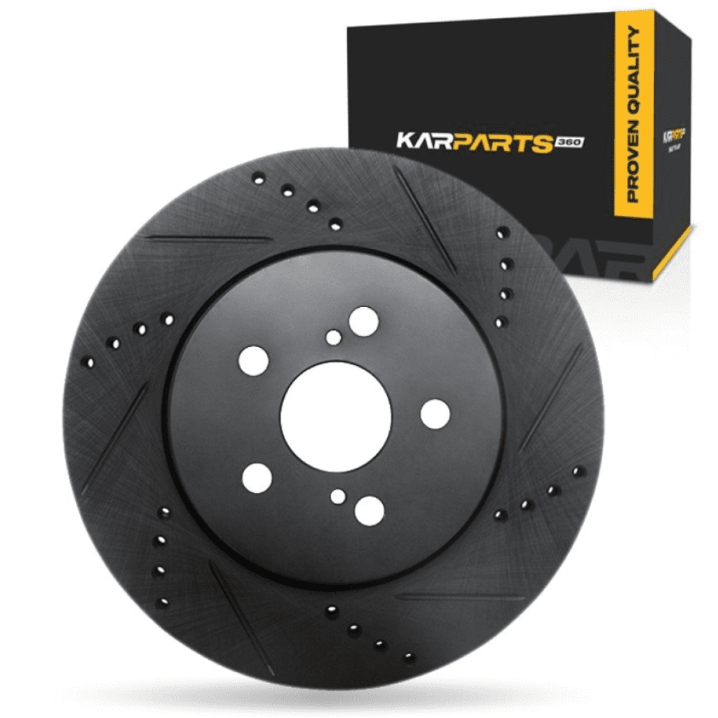 KarParts360 For Toyota Prius Prime 2020 21 22 23 2024 Brake Rotor Front, Passenger Side | Cast Iron | Vented | Black Finish | 55 Millimeters/2.17 Inches Center Hole Diameter