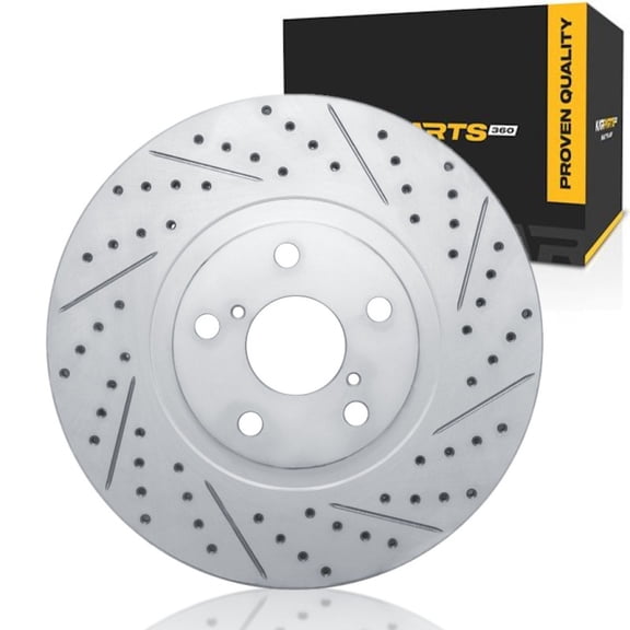 KarParts360 For Toyota Supra 1993 94 95 96 97 1998 Brake Rotor Front, Driver Side | Coated Rotor | Drilled And Slotted | 2/5 Noise Level | 3/5 Stopping Power