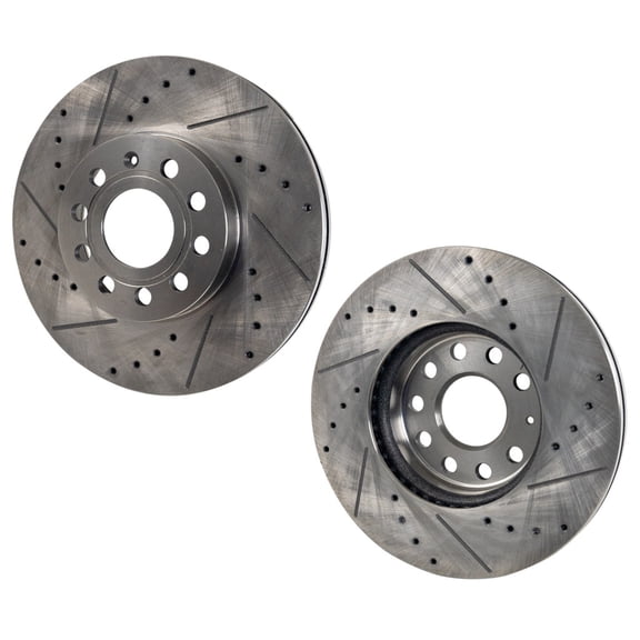 KarParts360 For Volkswagen Golf Alltrack 2017 2018 2019 Brake Discs Front, Driver And Passenger Side | Pair | Cast Iron | Natural | Disc Diameter: 11.34 Inches | Vented | 5 Lugs | For 34303, 45111