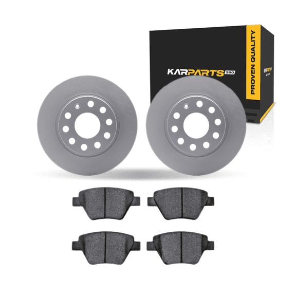 KarParts360 For Volkswagen Golf/Jetta 2010 11 12 13 2014 Brake Rotor Set Rear | Cast Iron | Vented | Performance / Racing Driving Style | Plain Rotor Style | With Brake Pads