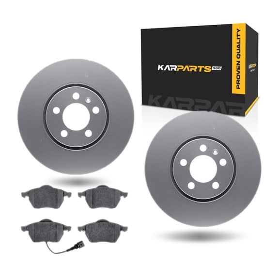 KarParts360 For Volkswagen Jetta 2000 01 02 03 04 2005 Disc Brake Set | Front | Cast Iron Rotor Material | Plain Rotor Style | 5000 Advanced Series Ceramic Pads | With Brake Pads