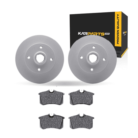 KarParts360 For Volkswagen Passat 1990-1997 Brake Rotor Set Rear | Cast Iron | Vented | With Brake Pads | Performance / Racing Driving Style | Plain Rotor Style