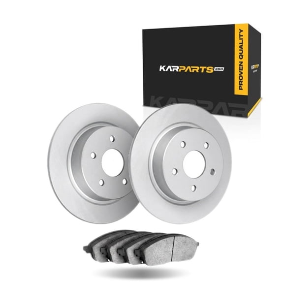 KarParts360 For Volvo V70 2008 2009 2010 Brake Set Rear | Cast Iron Rotor | Performance/Racing Driving Style | Plain Style | Ceramic Pads | Solid Rotor | 100 Millimeters/3.94 Inches Bolt Circle