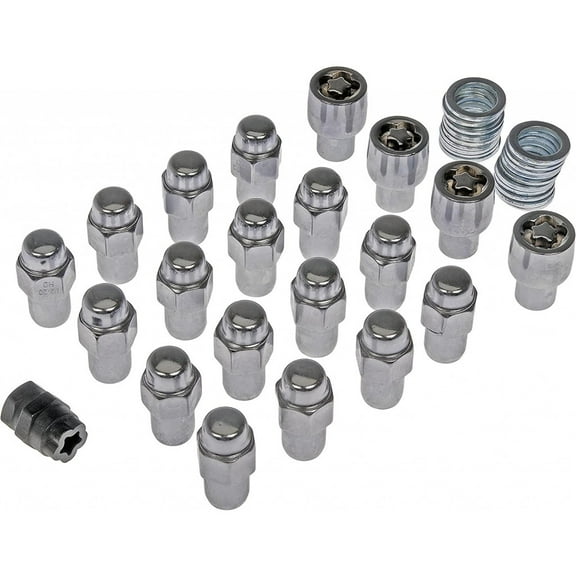 KarParts360 Wheel Lock Set | Steel | Chrome | Regular Grade | Flanged | 5 Bolt Grade | Mag Nut Head