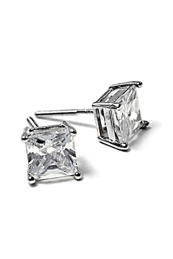 Kara: 6mm, 2.6ct Princess-cut Russian Ice on Fire CZ Screw Back Stud Earrings