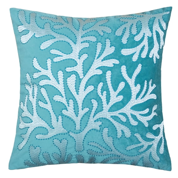 Kara Teal Abstract Polyester 20 in. x 20 in. Throw Pillow