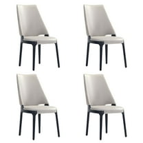 Kara Upholstered Dining Side Chair from Solid Wood in Light Gray- Set of 4