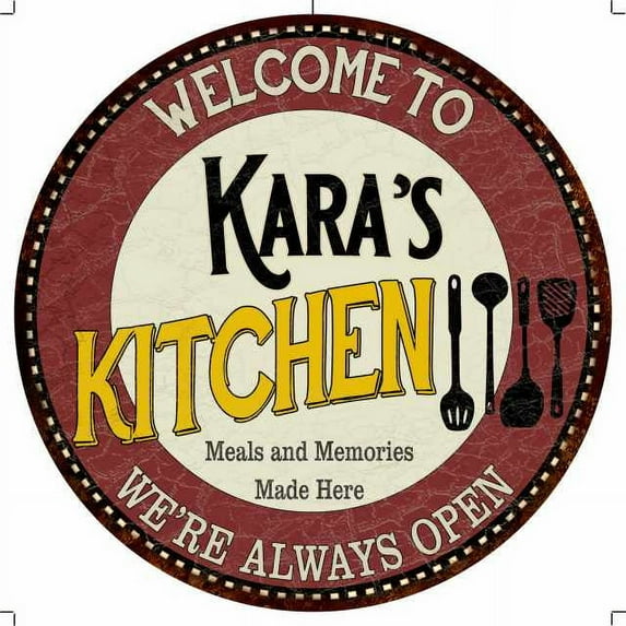 Kara's Kitchen 12" Round Metal Sign Bar Game Room Wall Déco 200120040383