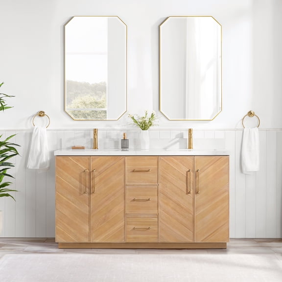 Karachi 60" Double Bath Vanity in Acacia Classic Gray with Composite Stone Top