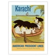 thumbnail image 1 of Karachi - Pakistan - American President Lines - Vintage Travel Poster by Al Merenchen c.1959 - Fine Art Matte Paper Print (Unframed) 18x24in, 1 of 4