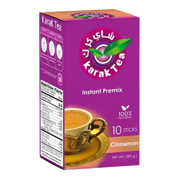 Karak Tea Instant Chai Tea 10 Count (200g) Cinnamon Flavor Authentic Taste, Ready in Seconds for On-the-Go Refreshment (Case of 12)
