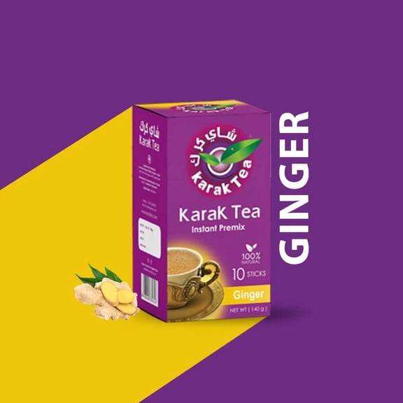 Karak Tea Instant Tea Mix 10 Count (200g Total) Ginger Flavor for Authentic Taste & Quick Convenience, Daily Refreshment