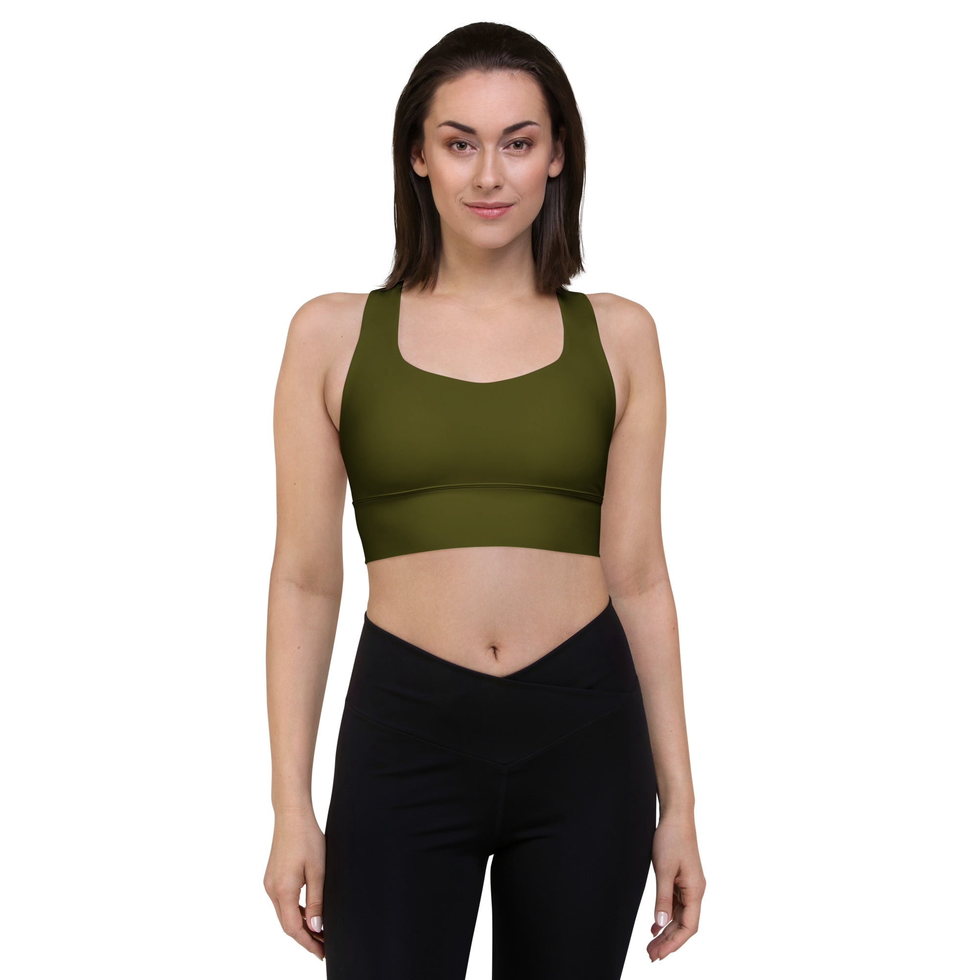 Karaka Sports Bra, Ladies Dark Green Sports Bra with Lining, Women Dark ...