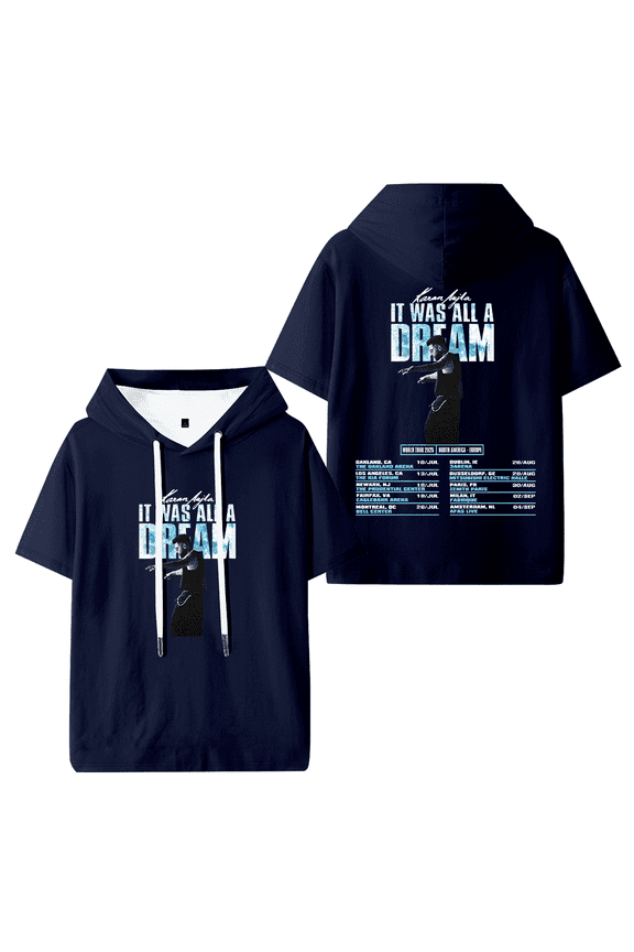 Karan Aujla It Was All A Dream Tour Hooded T-shirt Women Men Fashion Short Sleeve Tee Casual Streetwear Clothes