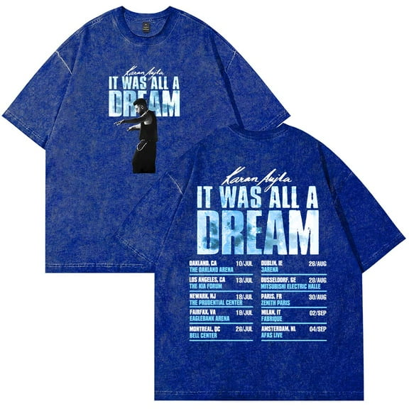 Karan Aujla It was All A Dream Tour 2025 Merch Cotton T-Shirt Wash Tee Women Men Short Sleeve Crewneck Tee