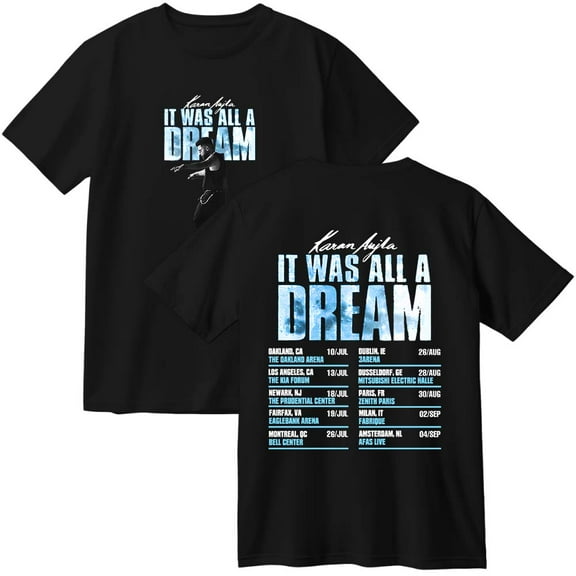 Karan Aujla It was All A Dream Tour 2025 Merch Cotton T-Shirt Women Men Casual Crewneck Short Sleeve Tee