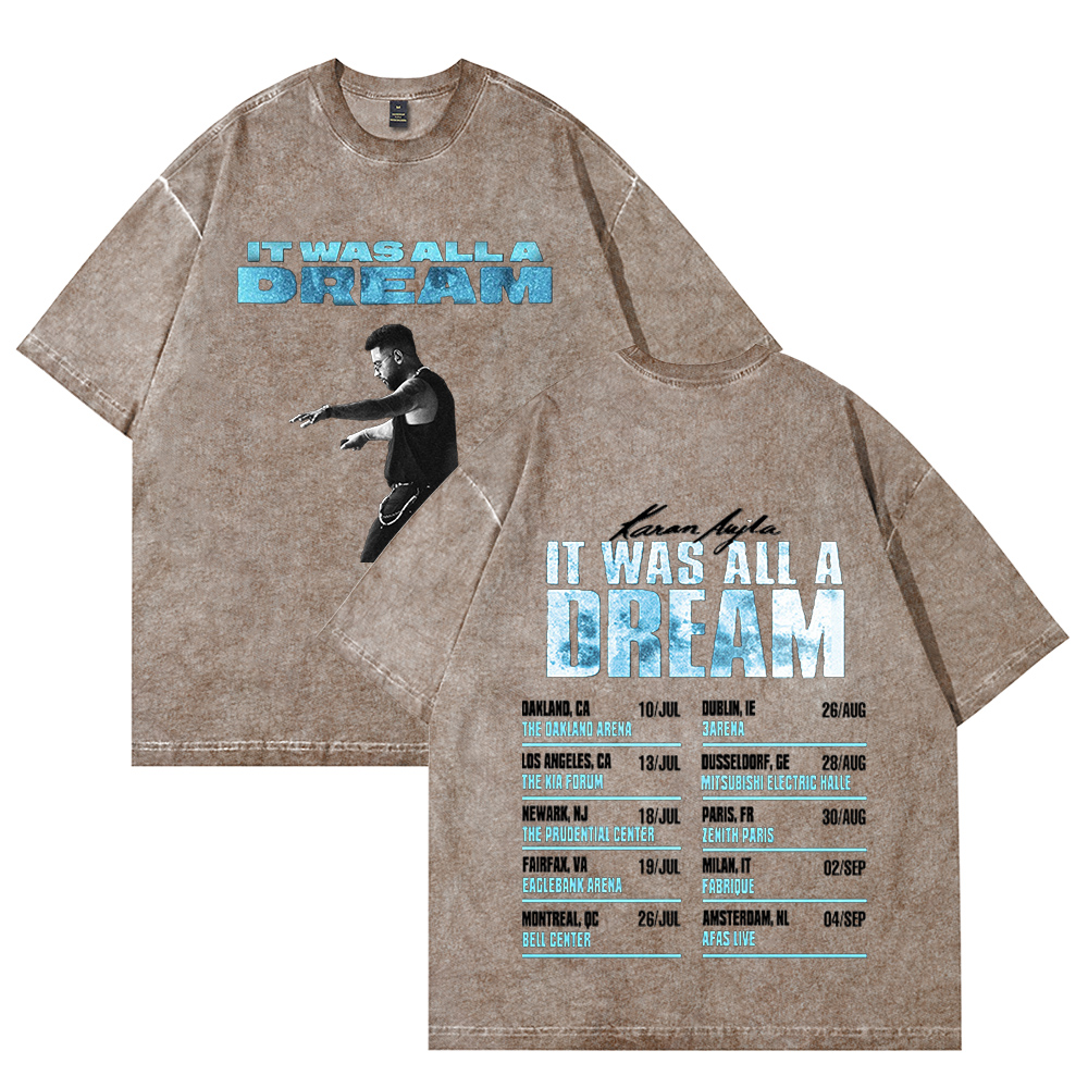 Karan Aujla It was All A Dream Tour 2025 Merch Cotton Vintage Wash Tee ...