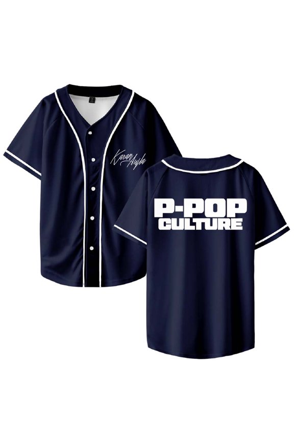 Karan Aujla P-Pop Culture Baseball Jersey Shirt V-Neck Women Men Short Sleeve Streetwear Clothes