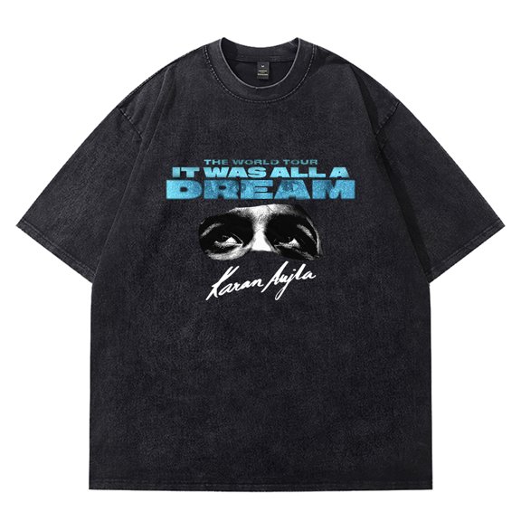 Karan Aujla Vintage Wash Tee It Was All A Dream World Tour Merch T-Shirts Women Men Fashion Crewneck