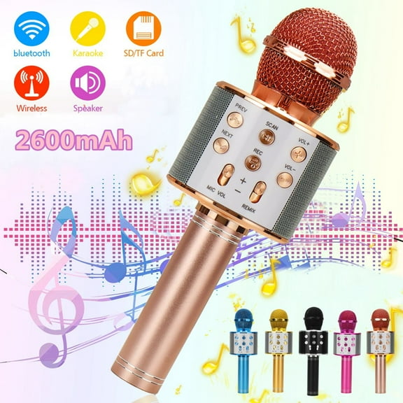 Karaoke Bluetooth Microphone with Speaker Magic Voices, Record Function, Handheld Wireless Microphone for Kids Party KTV Gifts