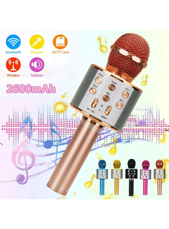 Karaoke Bluetooth Microphone with Speaker Magic Voices, Record Function, Handheld Wireless Microphone for Kids Party KTV Gifts