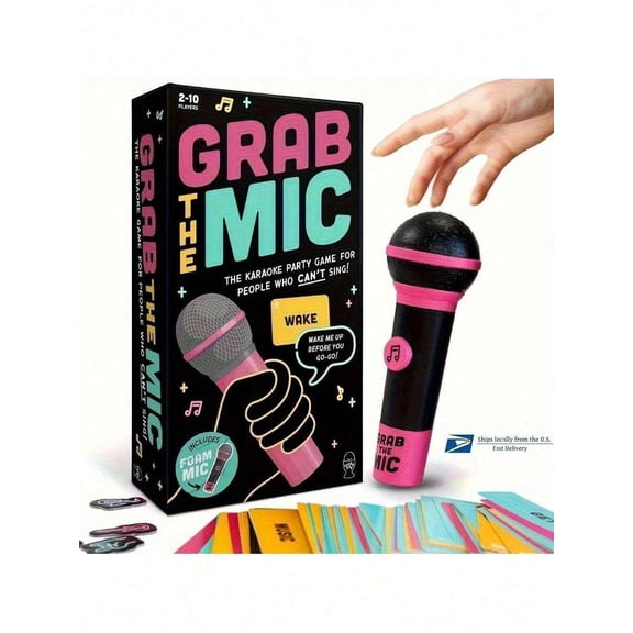 Karaoke Board Game for Adults and Families, Grab Mic Singing Party Game for 2-10 Players with 250 Lyrics, Hilarious Music Trivia for Game Night and Birthdays