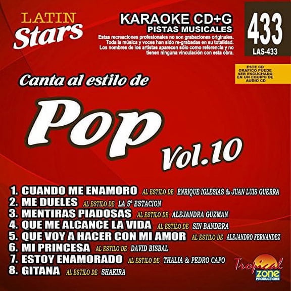 Karaoke Latin Stars 433 Pop Vol.10