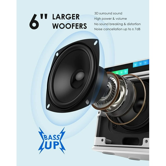 Karaoke Machine with 2 Wireless Microphones, 2024 3000mAh Portable Bluetooth Karaoke Speaker for Adults/Kids, PA System with RGB Light, Echo, Support TF/USB/AUX, Home Karaoke Set for Parties