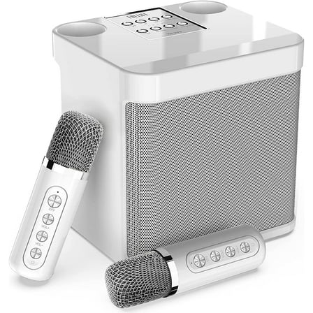 Karaoke Machine with 2 Wireless Microphones for Adults, Portable Mini KTV Speaker Set, Bluetooth Speaker Singing Machine with Echo/Vocal Cut- Supports TF/AUX-in,Home Party Birthday