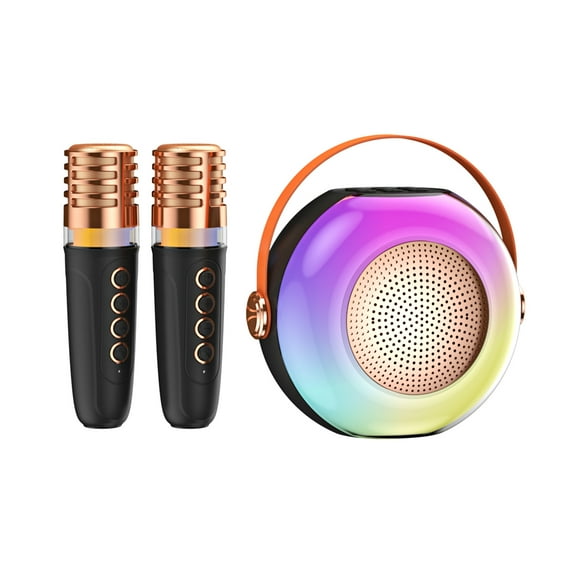 Karaoke Machine with 2 Wireless Microphones BT Microphone and Speaker KTV Set with RGB Light Effects Voice Control Handheld Mic Lightweight Portable Karaoke System for Home Party Outdoor