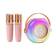Karaoke Machine with 2 Wireless Microphones BT Microphone and Speaker KTV Set with RGB Light Effects Voice Control Handheld Mic Lightweight Portable Karaoke System for Home Party Outdoor