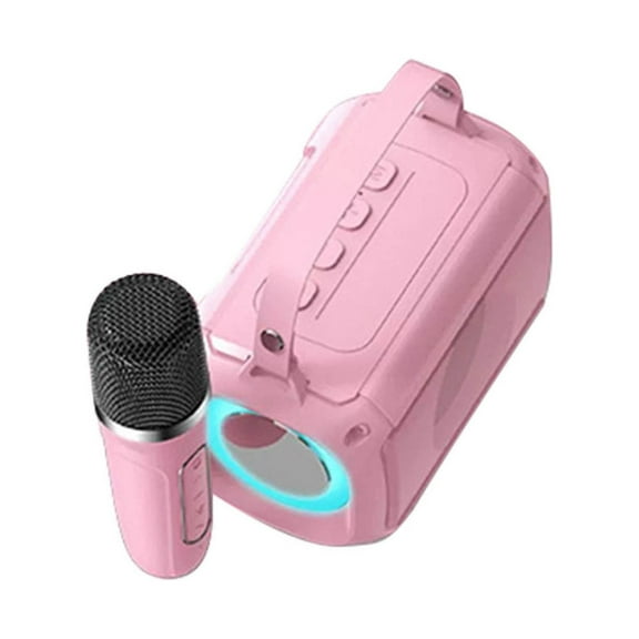 Karaoke Machine For Adults And Kids, Portable Bluetooth Speaker With 2 Uhf Wireless Microphones Pa System With Ball, Led Lights, For Home Party, Wedding Pink