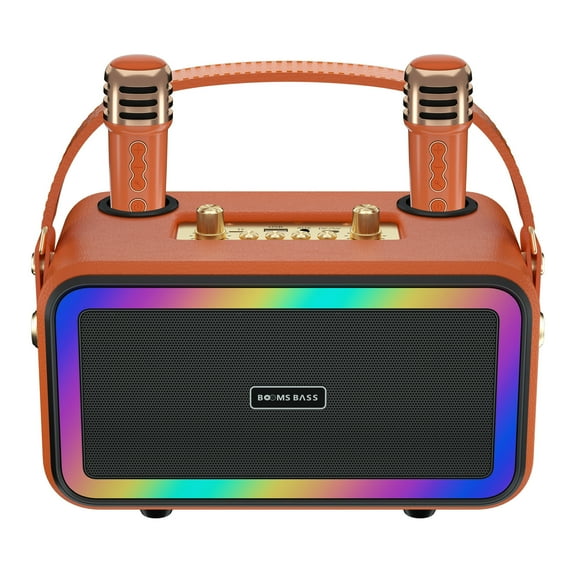 Karaoke Machine for Adults Kids, Portable Bluetooth Speaker with 2 Wireless Microphone and Light, Support TF Card/USB/AUX for Home Party, Wedding, Church, Picnic, Outdoor/Indoor