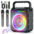 thumbnail image 1 of Karaoke Machine for Adults Kids - Portable Wireless Bluetooth Speaker with 2 Wireless Microphones, Supports for TWS, USB, FM, AUX in, TF Card, for Party, Meeting, 1 of 7