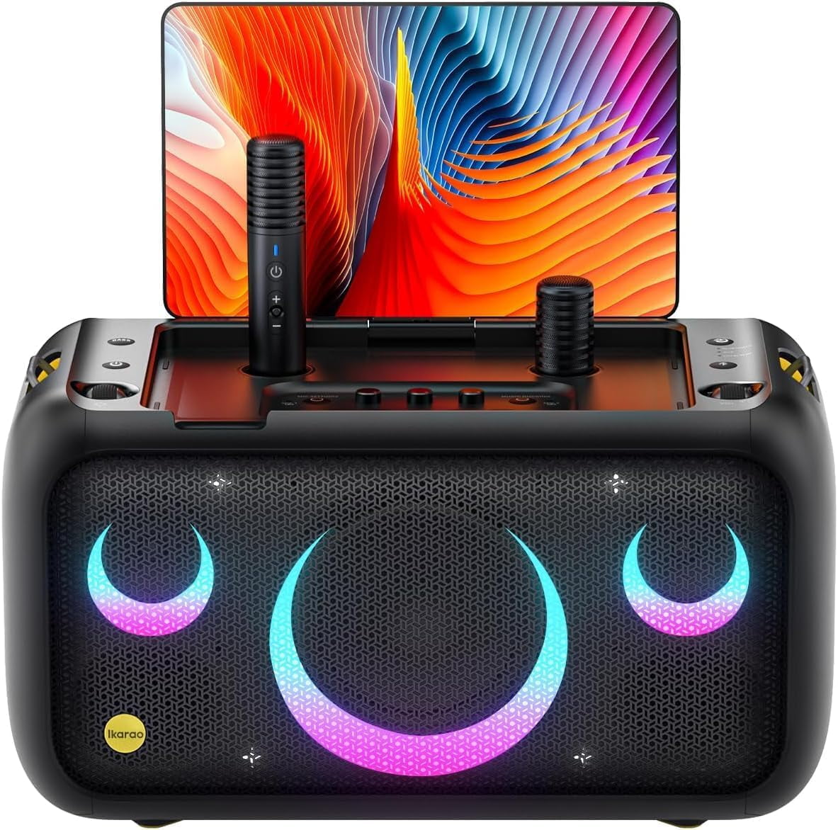 Ikarao Karaoke Machine for Adults with Lyrics Display,Built-in 13.3" Screen,Truly All in One Karaoke Machine with 2 Wireless Microphone ,Bluetooth Speaker for Party,TV