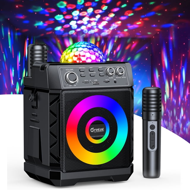 Karaoke Machine for Adults, Portable Bluetooth Speaker with 2 Wireless ...