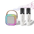 thumbnail image 1 of Karaoke Machine with Bluetooth and 2 Wireless Microphones with Voice Changer, Great for Home Party, Birthday Gifts for for 3 4 5 6 7 8-15 Year Old Girls and Boys, 1 of 7
