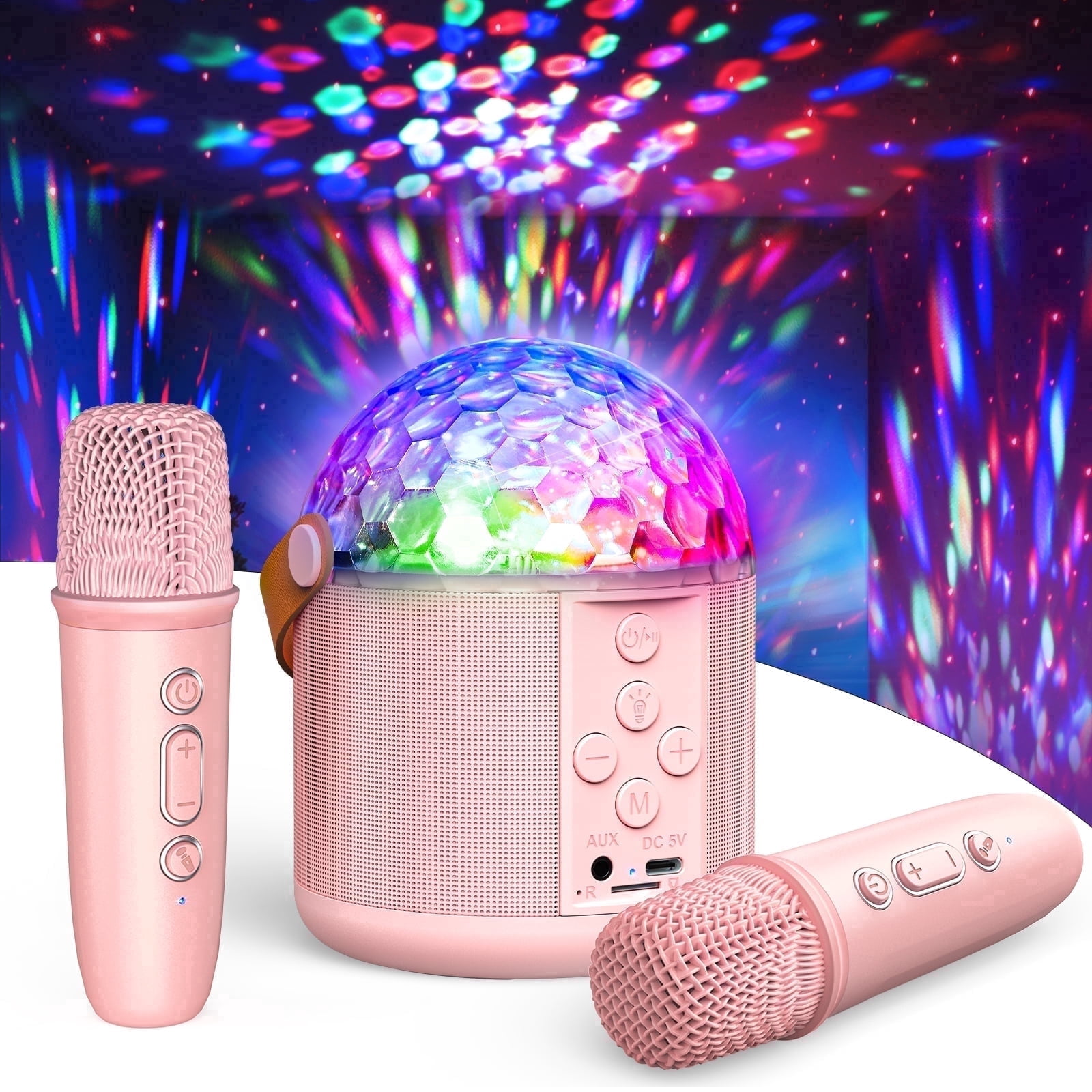 Mini Karaoke Machine for Kids, Gifts for Girls Ages 3-12, Bluetooth Speaker with 2 Wireless Karaoke Microphones, Gifts for 3+ Kids Adults