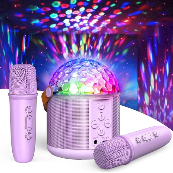 Mini Karaoke Machine for Kids, Gifts for Girls Ages 3-12, Bluetooth Speaker with 2 Wireless Karaoke Microphones, Gifts for 3+ Kids Adults