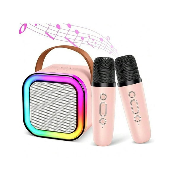 Karaoke Machine, Karaoke Machine for Kids Adults, Colorful LED Portable Bluetooth Speaker with 2 Wireless Mics Birthday Gift for Boys and Girls, Home KTV