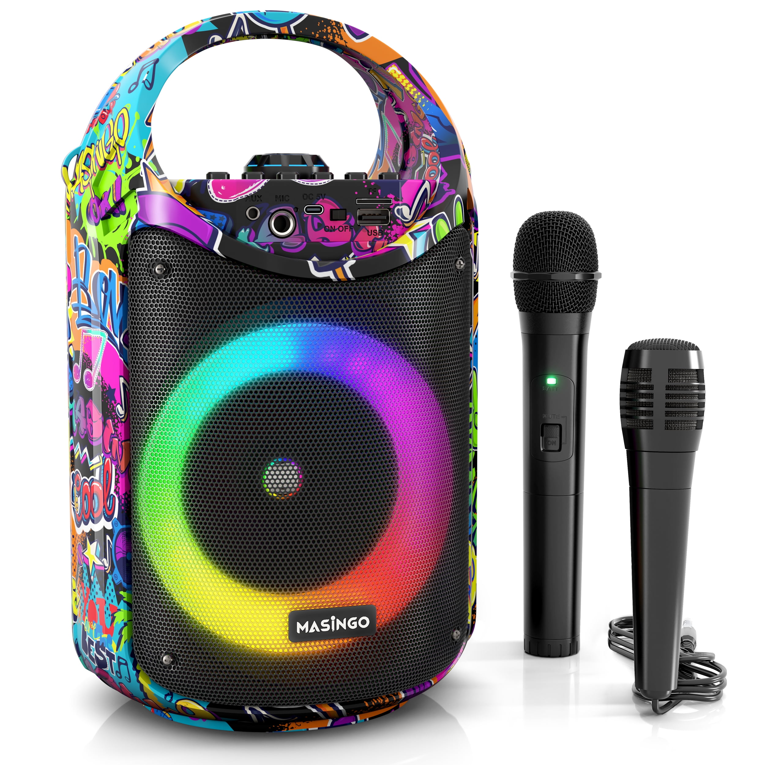 Bluetooth Karaoke Machine with 2 Wireless Microphones,SINWE
