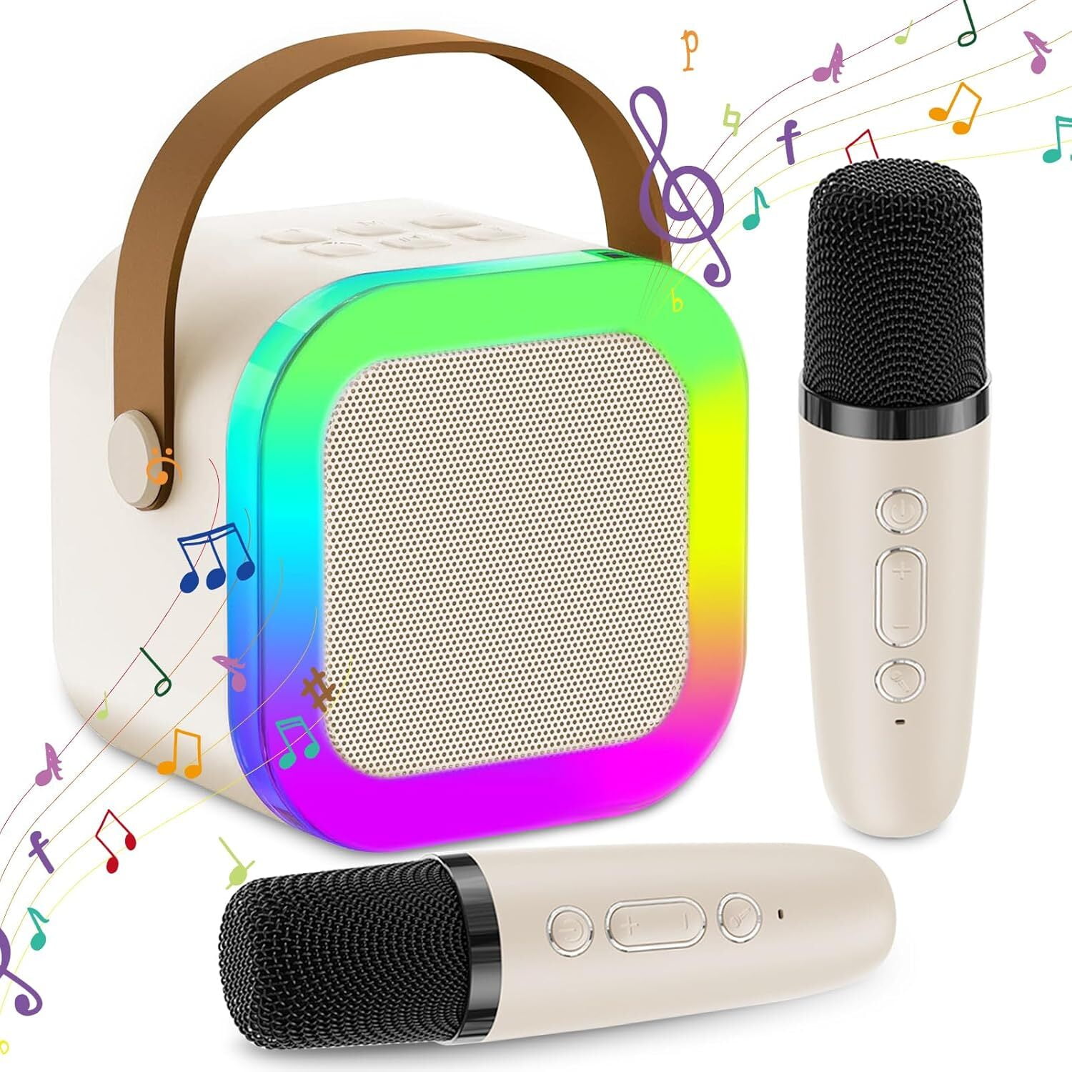 Karaoke Machine for Kids Adults, Mini Karaoke Machine with Wireless Microphone, Portable Bluetooth Speaker with Voice Changing Effects & LED Lights, Best Gifts Toys for Girls and Boys