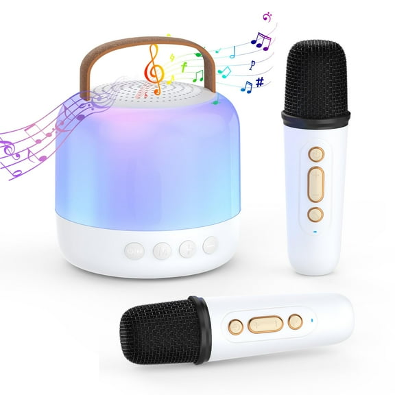 Karaoke Machine for Kids Adults,Mini Portable Bluetooth Karaoke Speaker with 2 Wireless Microphone Singing Machine Karaoke Toys w/ Mic and Colorful Lights for Home Party,Birthday Gifts for Girls Boys