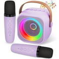 thumbnail image 1 of Karaoke Machine for Kids Adults,Mini Portable Bluetooth Speaker with 2 Wireless Microphone, Karaoke Toys Birthday Gifts for Girls Boys 3-12 Years Old Toddler Toys(Purple), 1 of 7