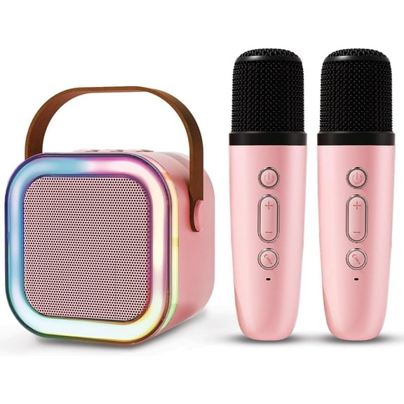 Karaoke Machine for Kids Adults, Portable Mini Bluetooth Speaker with 2 Wireless Microphones, LED Lights, Singing System for Family Home Party, Voice Changer, Boys Girls Karaoke Machine with Speaker