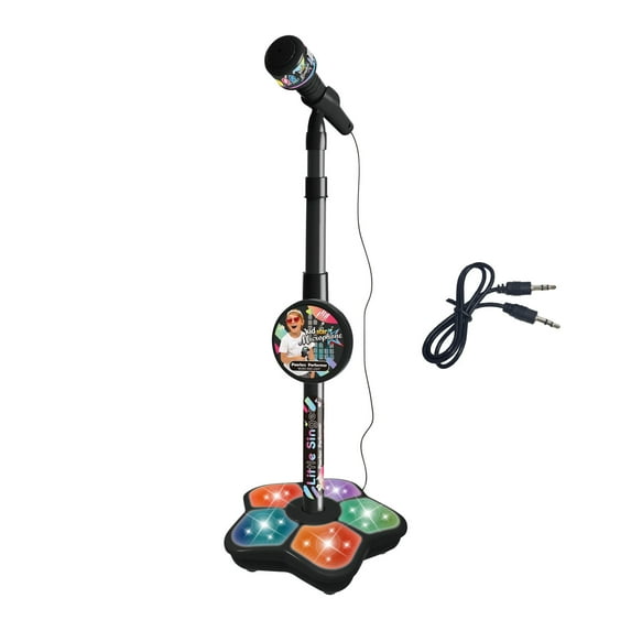 Karaoke Machine for Kids with Microphones & Adjustable Stand,Kids Karaoke Machine for Girls Boys,Karaoke Microphone for Kids with Flashing Stage Lights AUX Port for Musical Effects