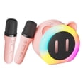 thumbnail image 1 of Karaoke Machine for Kids，Mini Portable Bluetooth Speaker with 2 Wireless Microphones,Karaoke Toys Gifts with Interactive Lights and Sound for Girls Boys Adults Home Party Birthday-Pink, 1 of 7