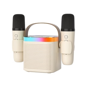 TANALAZ Karaoke Machine Plus 2 Wireless Microphones Portable Bluetooth Karaoke Speaker with Voice Change & Led Light for Kids Adults