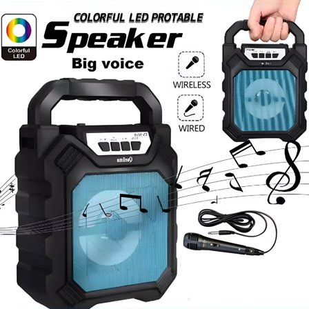 Karaoke Machine, Portable Bluetooth Karaoke Speaker for Adults Kids with Wired Microphone for Party/Birthday/Festivals