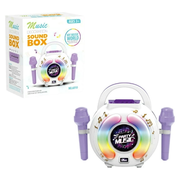 Karaoke Machine, Singing Along Karaoke Machine with Microphones Portable Bluetooth Speaker with Colorful Lights, Karaoke Musicbox Toy for Birthday Easter Gift(Purple)